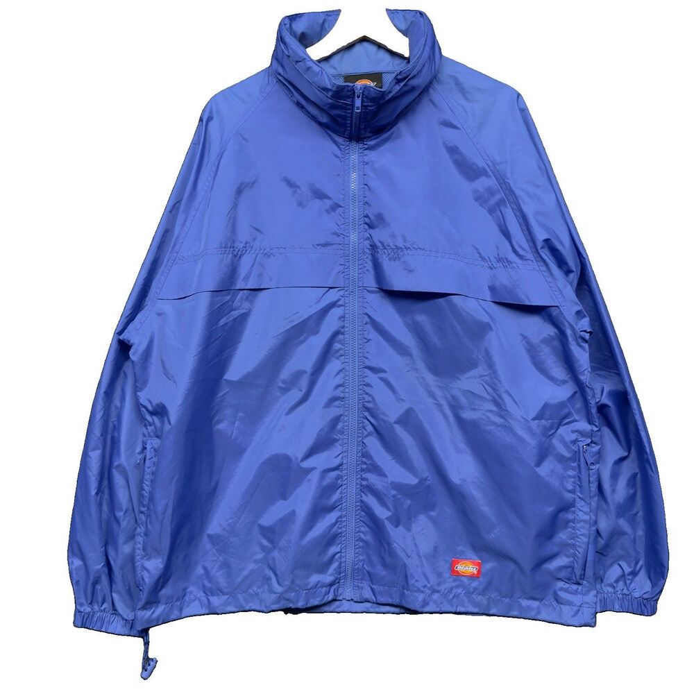 Vintage Dickies Mens L Packable Windbreaker Jacket Blue Water Resistant Zip 90s